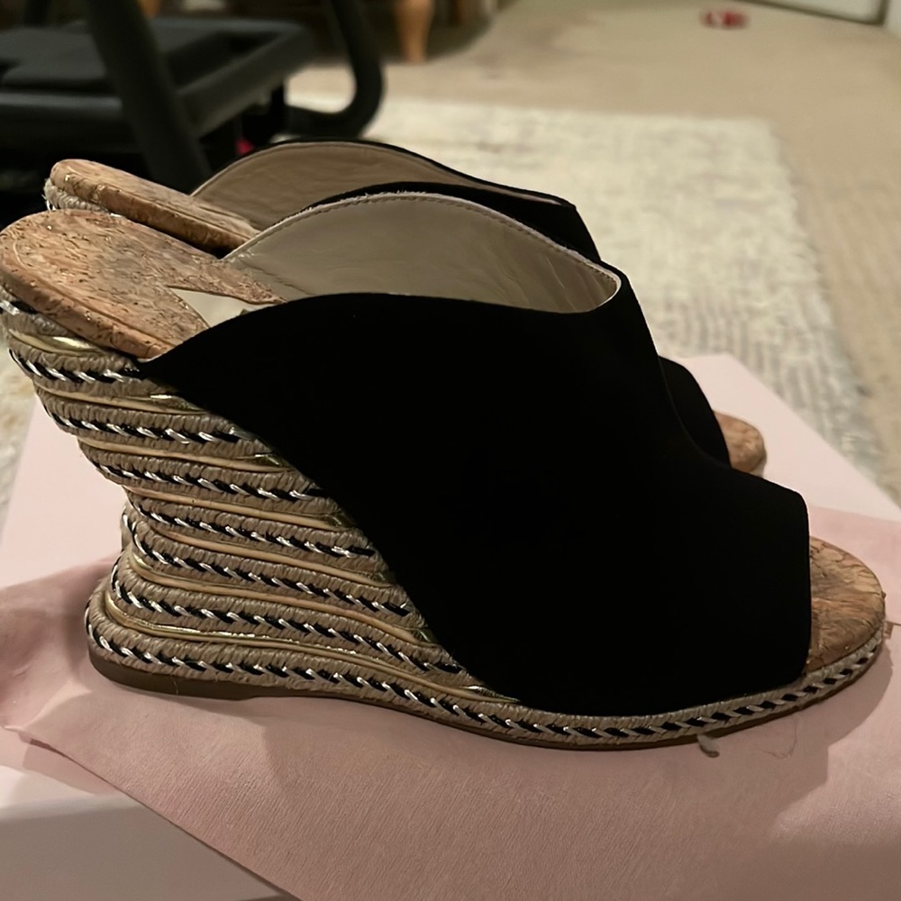 Sophia Webster Carlita Mid Espadrille Mule 39, black suede